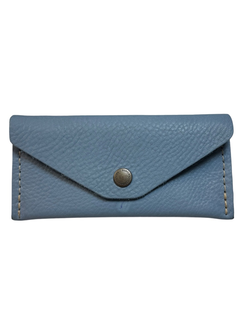 Portland Leather Goods Long Snap Envelope Wallet Light Baby Blue